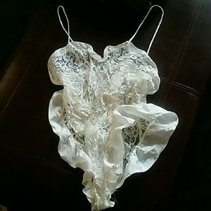 Victoria's Secret White Lace One-piece Lingerie